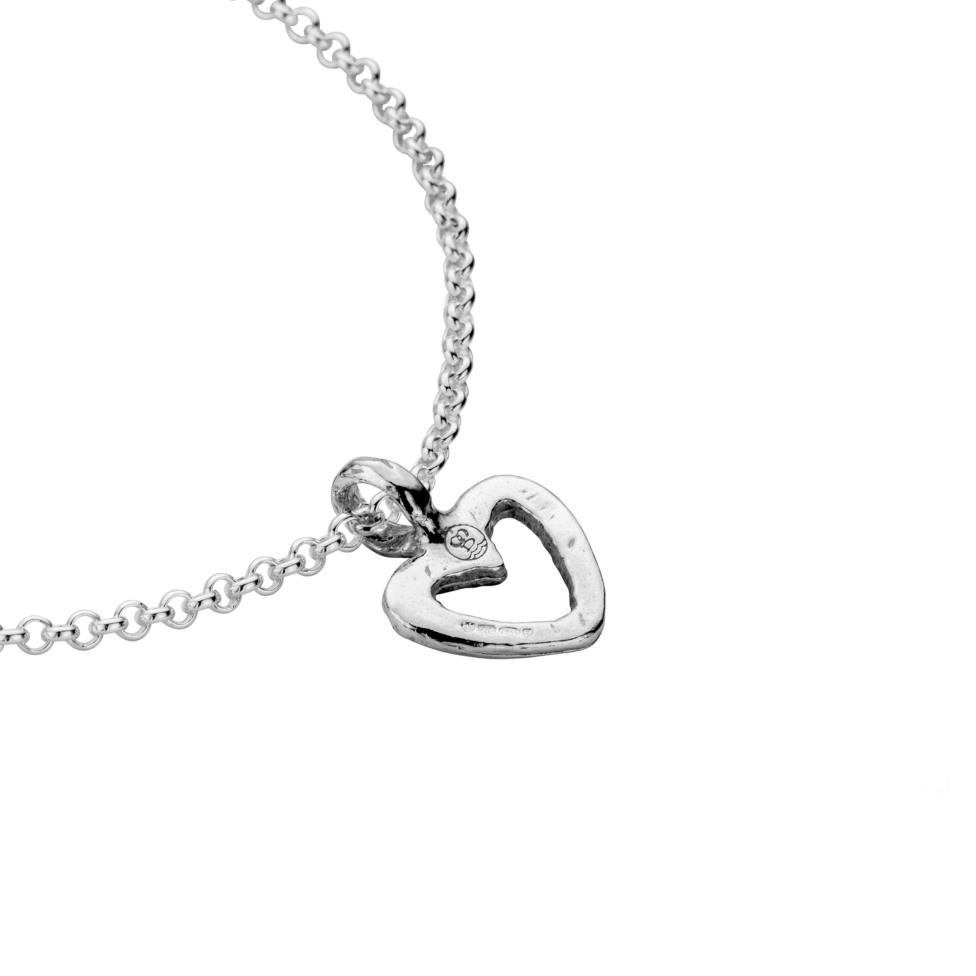 Silver Mini Open Heart Chain Bracelet