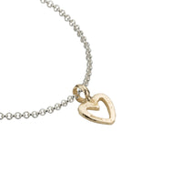 Silver & Gold Mini Open Heart Chain Bracelet