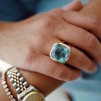 MIRIAM Gold Aquamarine Ring