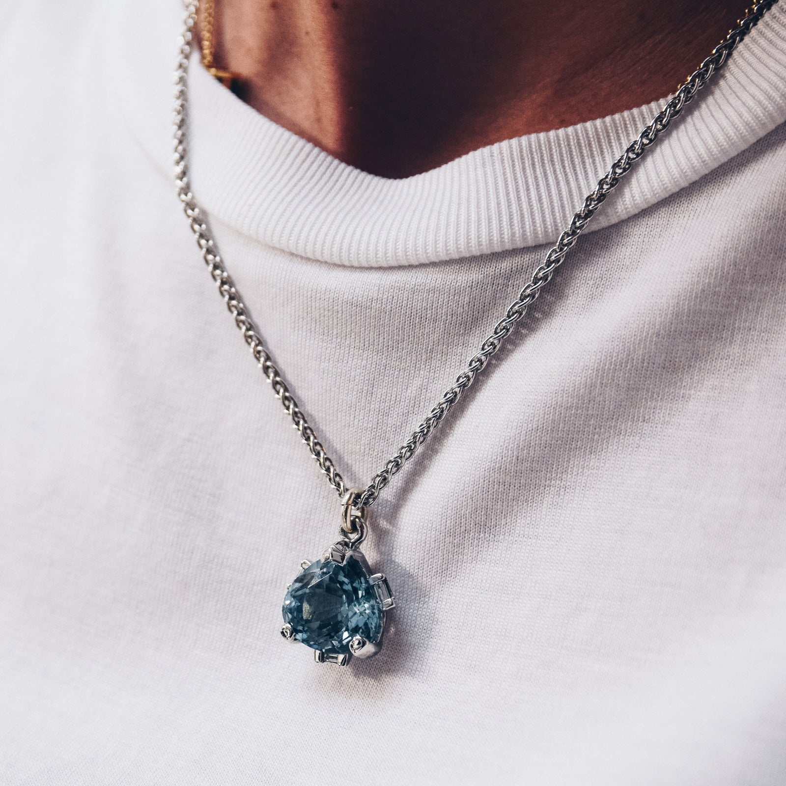 NILAK White Gold Aquamarine & Diamond Necklace