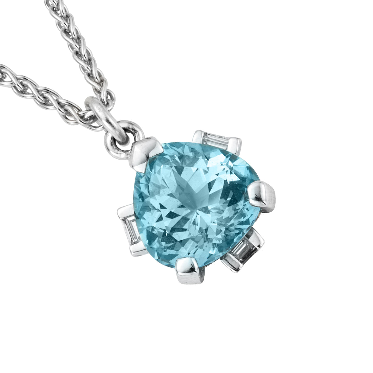 NILAK White Gold Aquamarine & Diamond Necklace