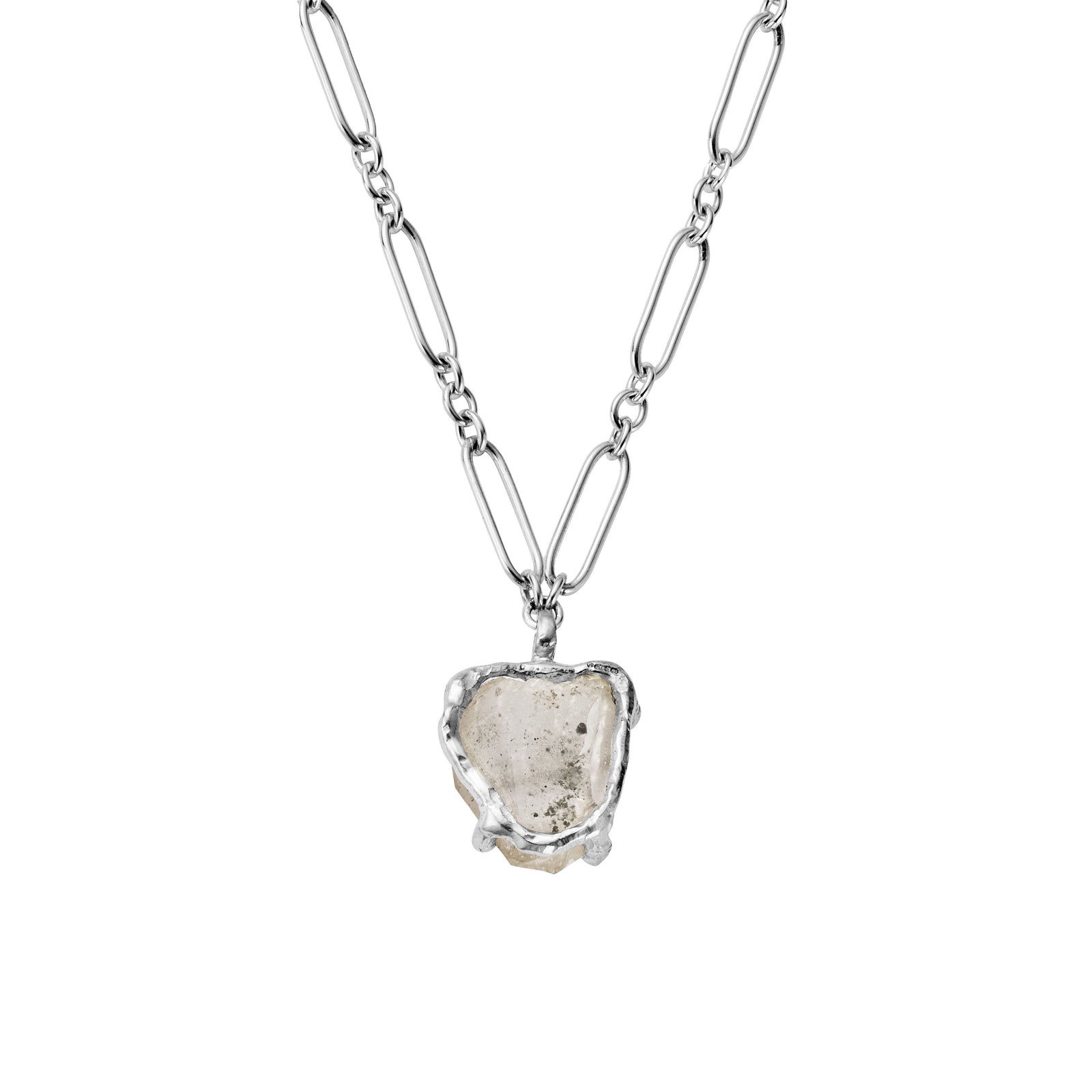 No.25 Silver Rock Crystal Pendant Necklace