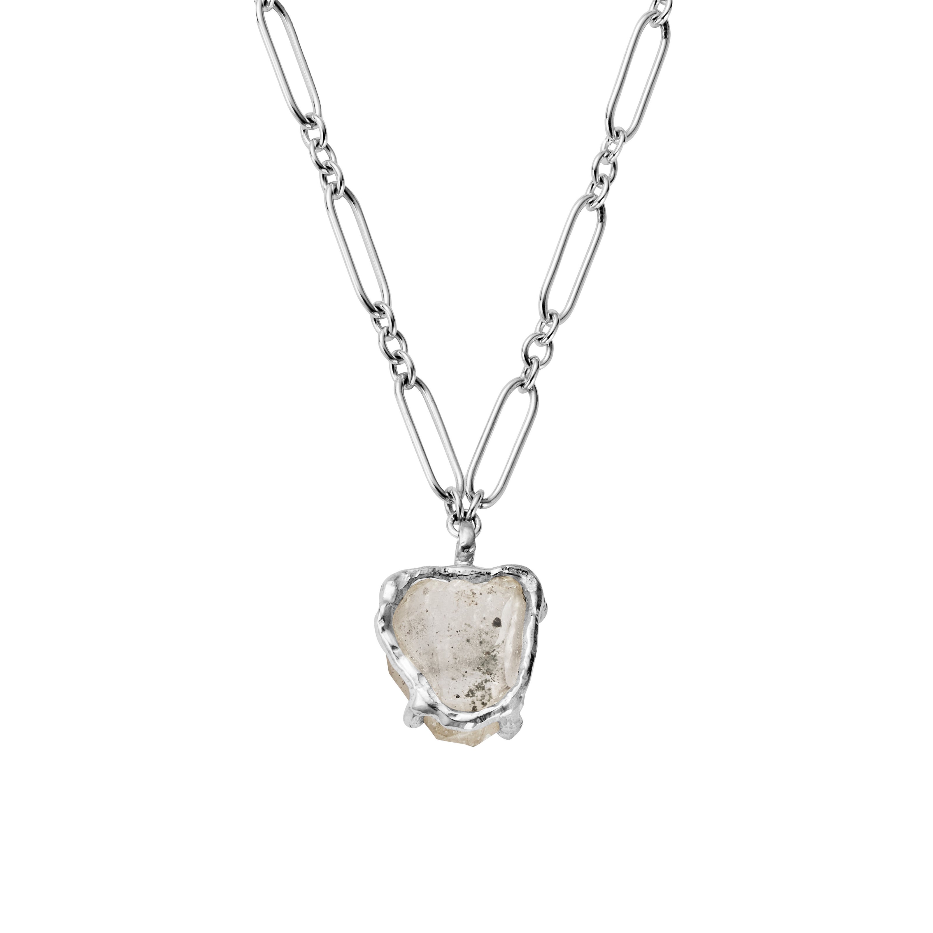 No.25 Silver Rock Crystal Pendant Necklace