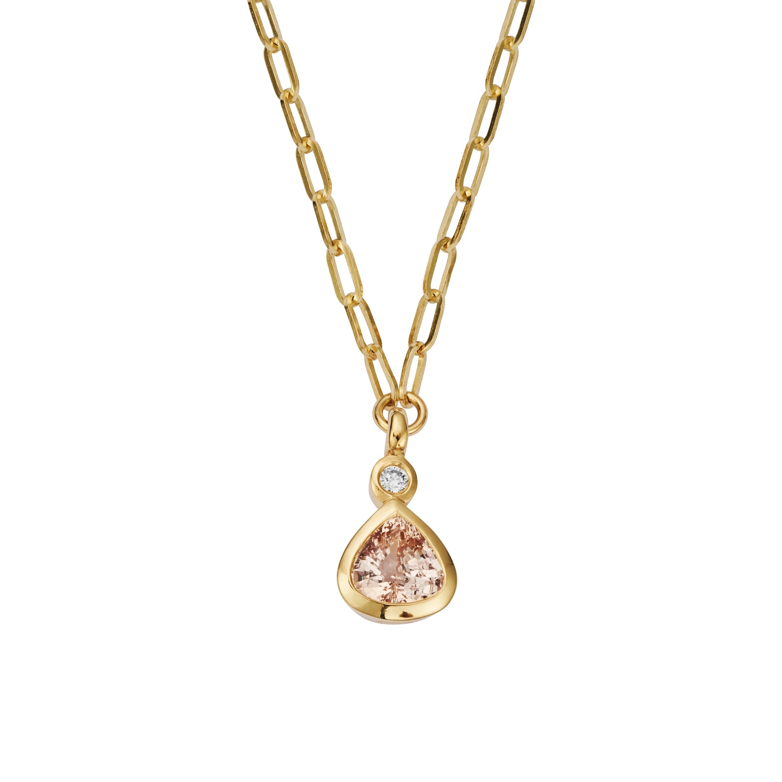 CALANTHE Gold Peach Sapphire & Diamond Necklace