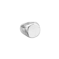 Silver Pebble Signet Ring with Handwriting