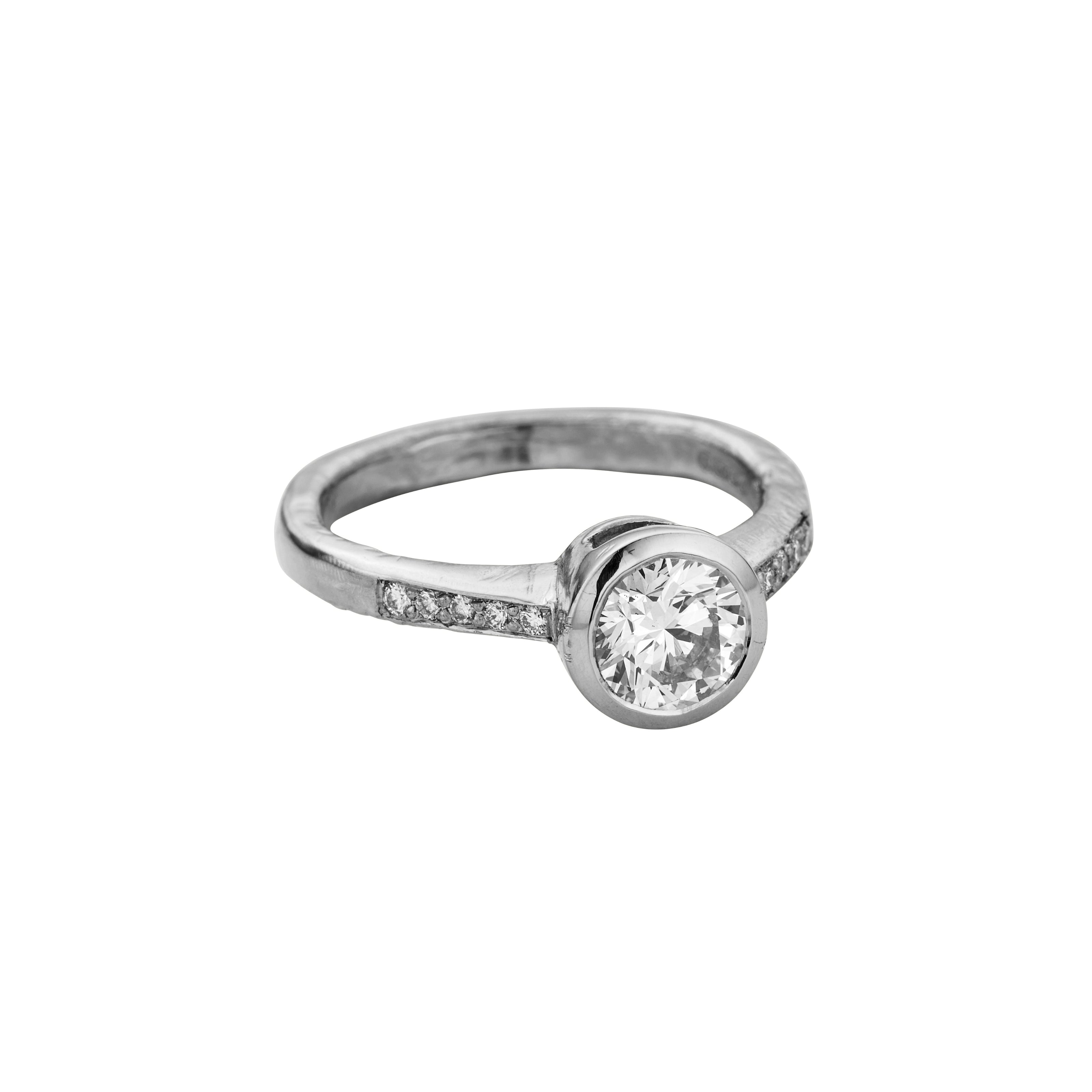 'The Eternity' Platinum Round 1ct Natural Diamond Bezel Engagement Ring