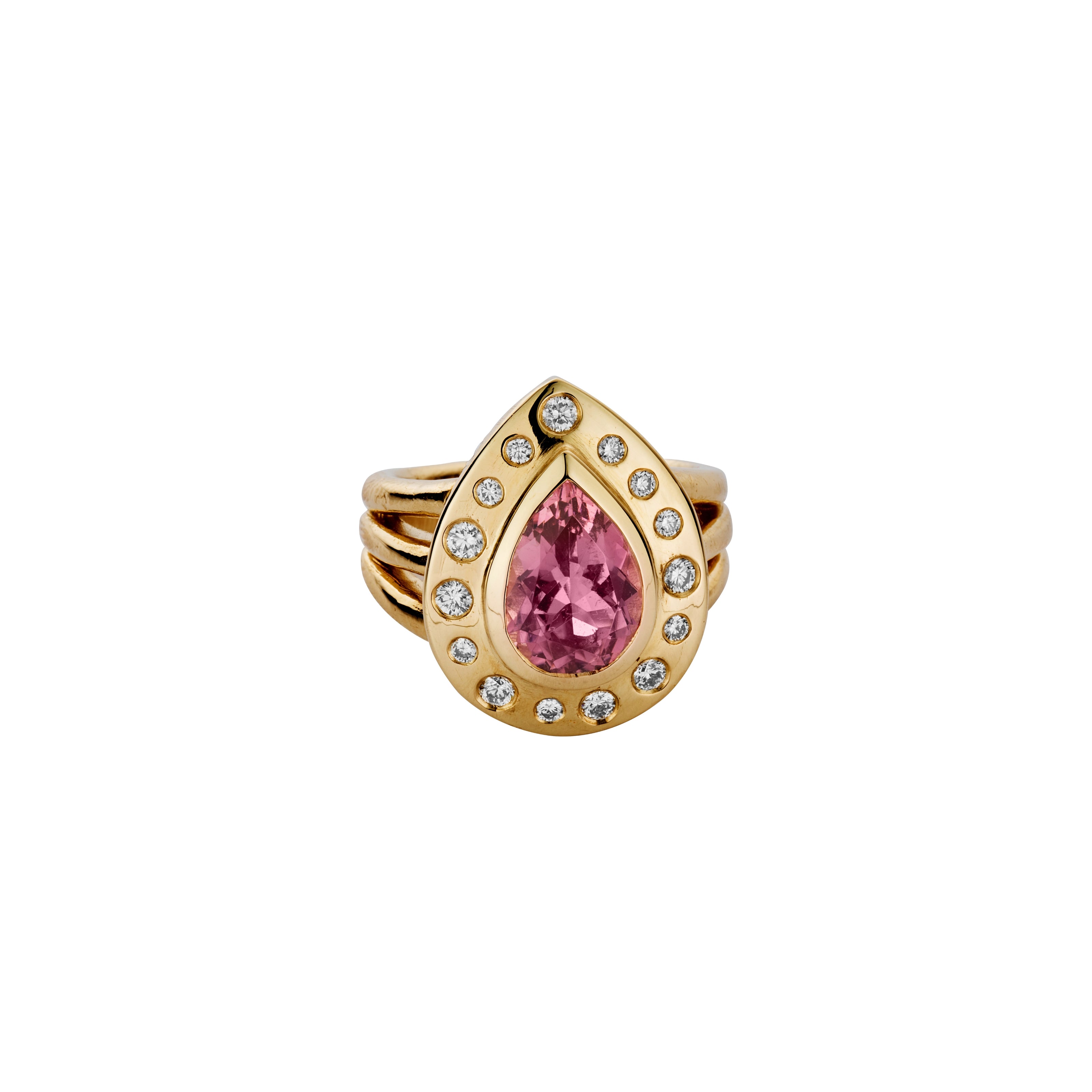 PRIYA Gold Pink Tourmaline & Diamond Ring