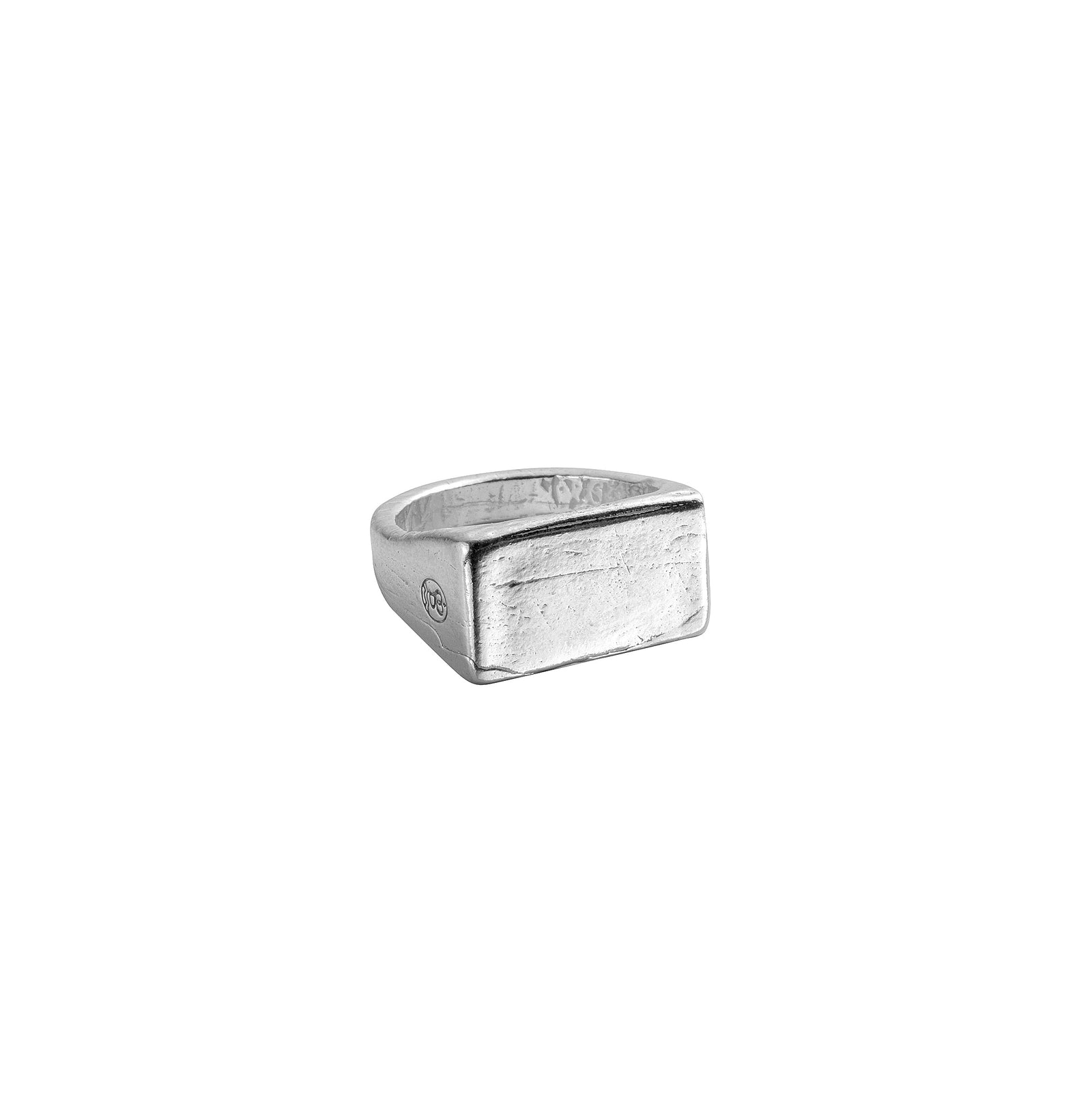 Silver Rectangle Signet Ring with Handwriting