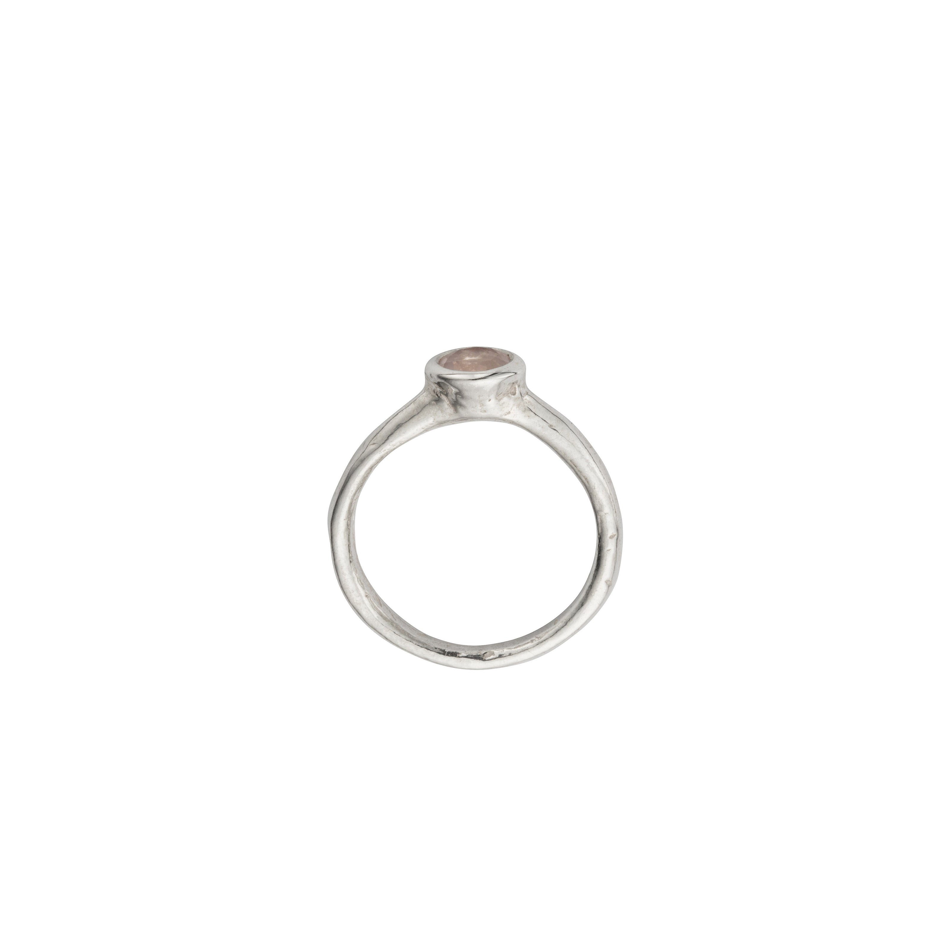 Silver Rose Quartz Baby Stone Ring