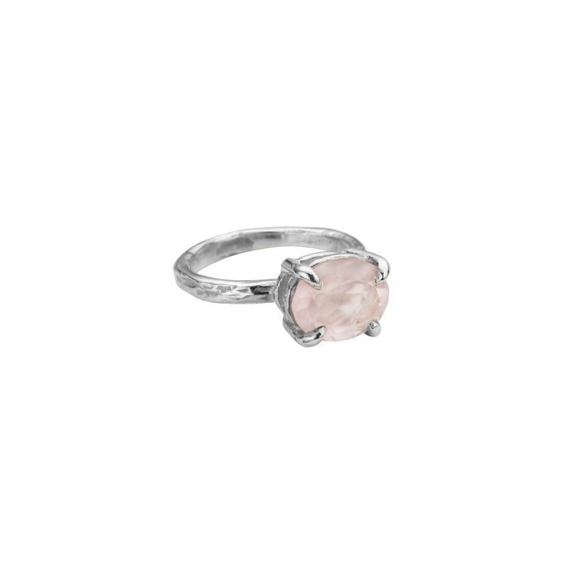 Silver Rose Quartz Claw Ring