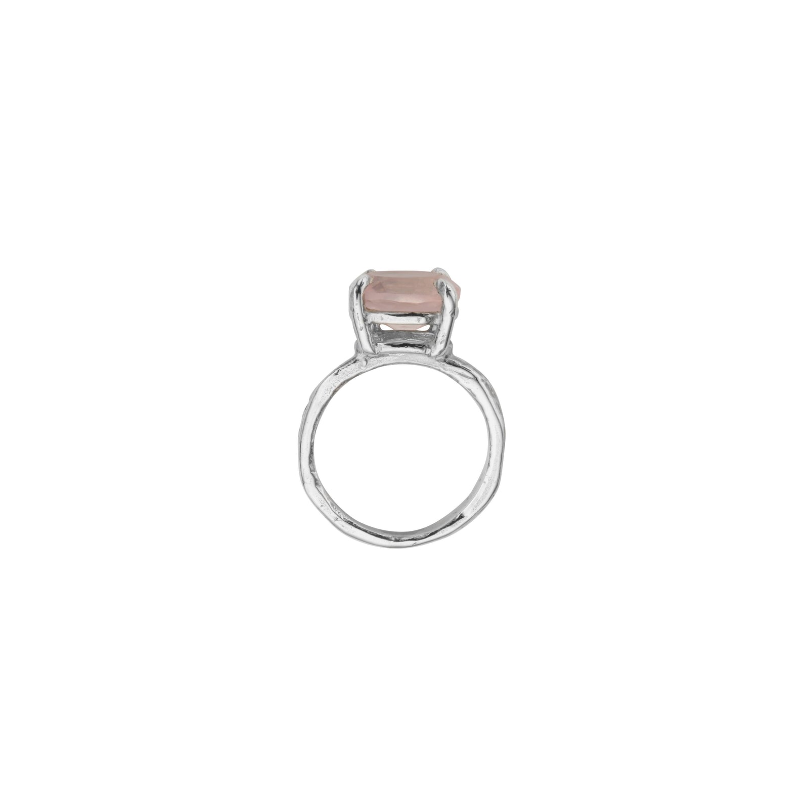 Silver Rose Quartz Claw Ring