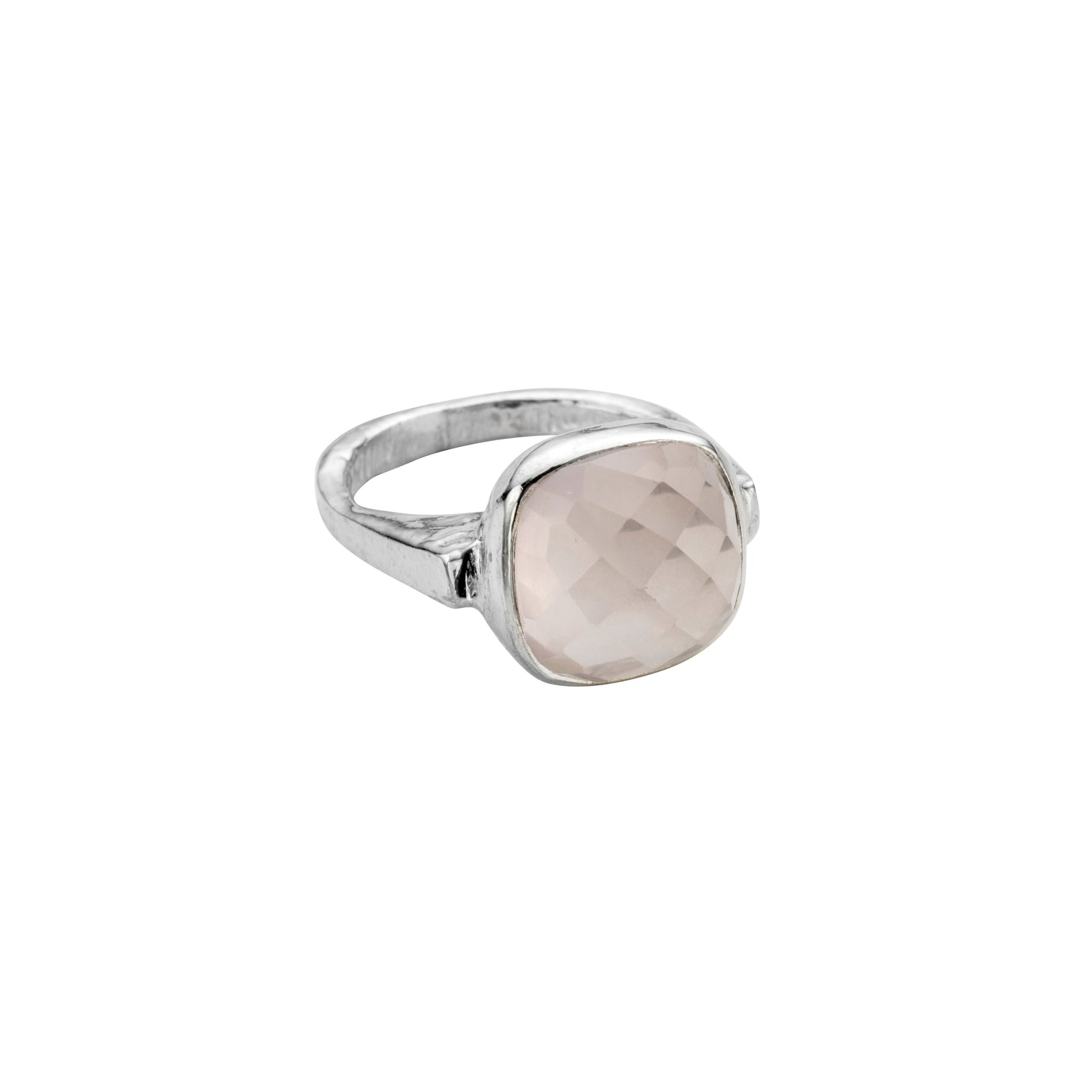 Silver Rose Quartz Crystal Ring