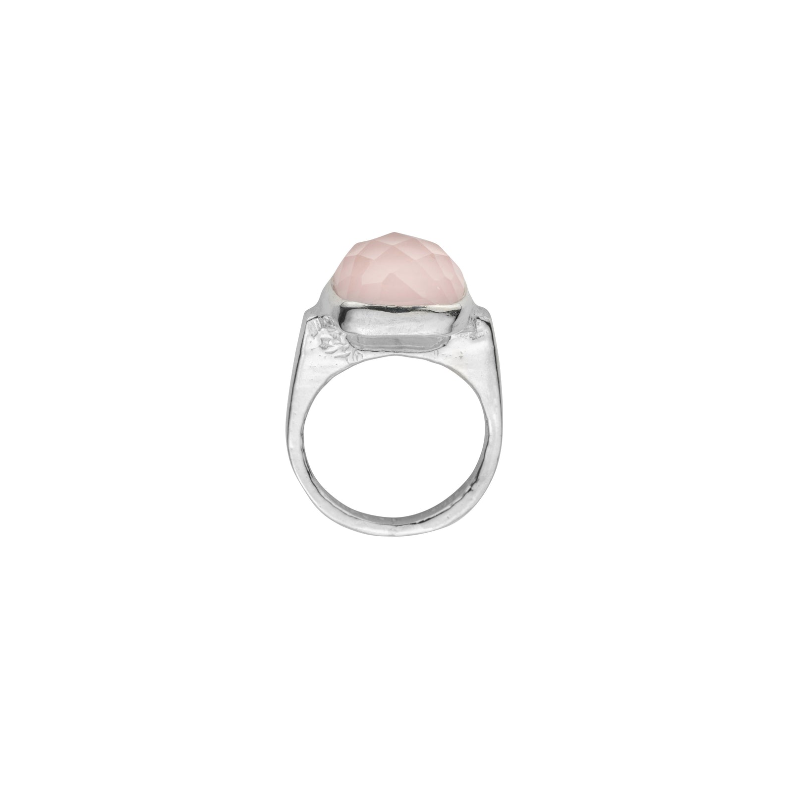 Silver Rose Quartz Crystal Ring