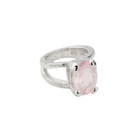 Silver Rose Quartz Maxi Claw Ring