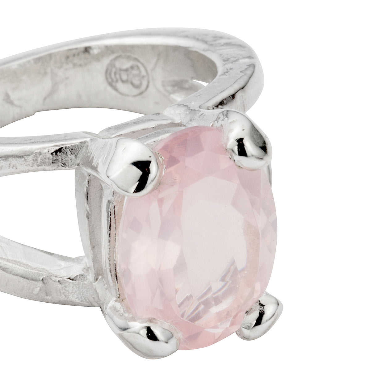 Silver Rose Quartz Maxi Claw Ring
