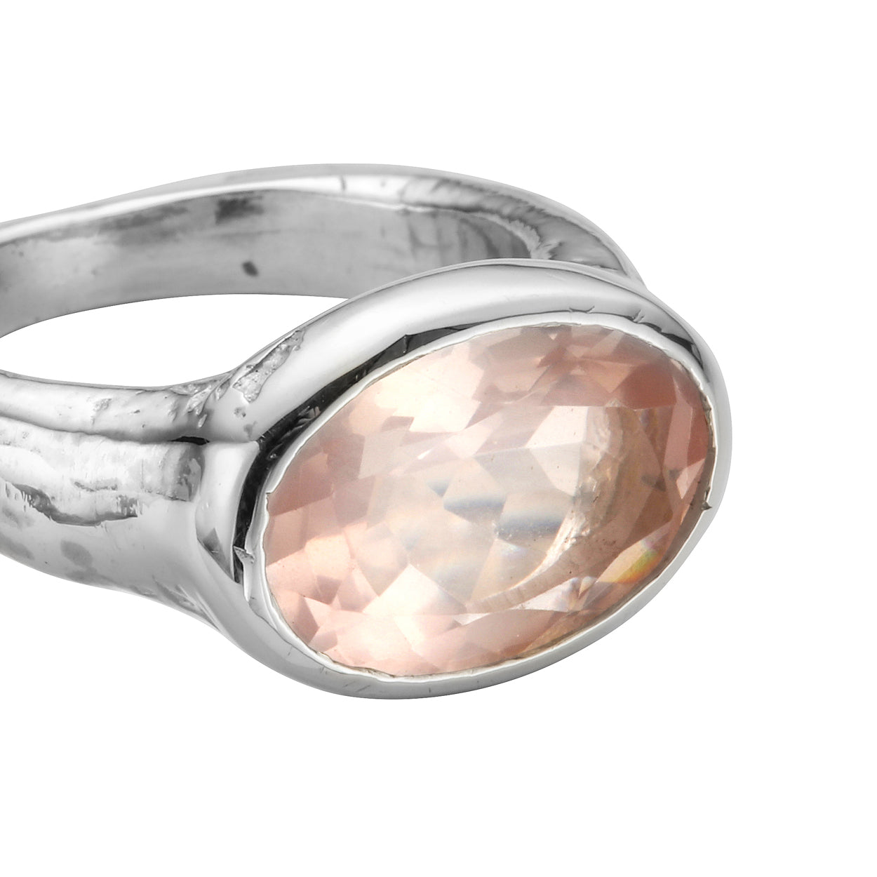 Silver Rose Quartz Treasure Ring