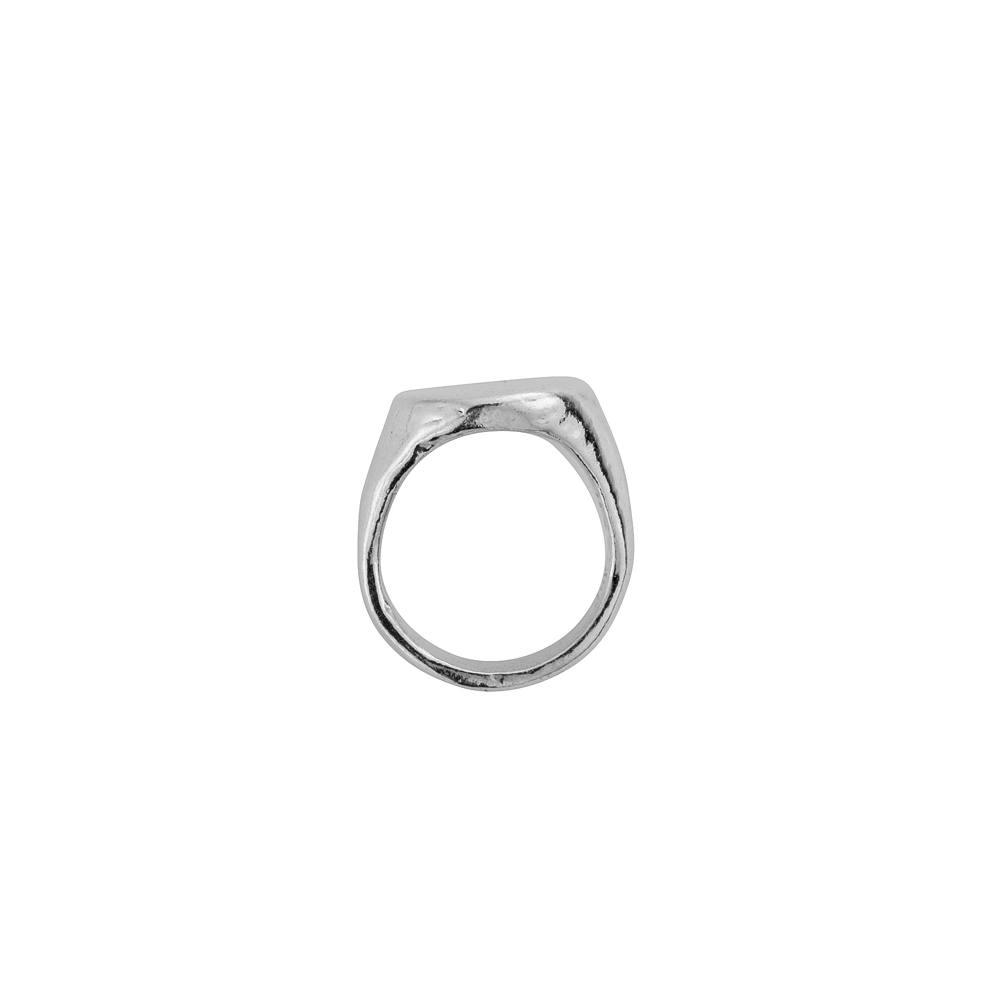 Silver Round Signet Ring with Handwriting