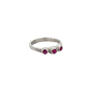 Silver Ruby Trinity Ring