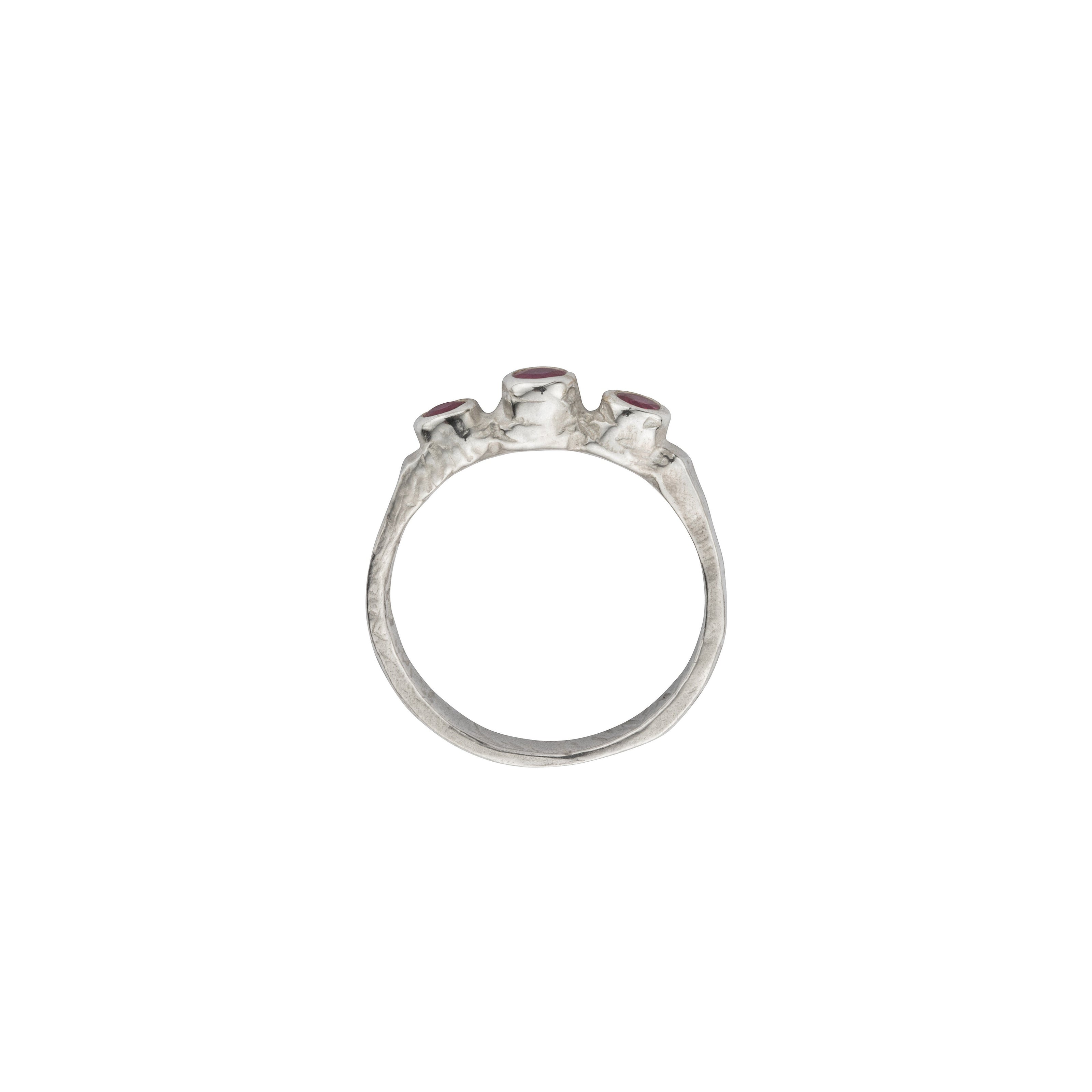 Silver Ruby Trinity Ring