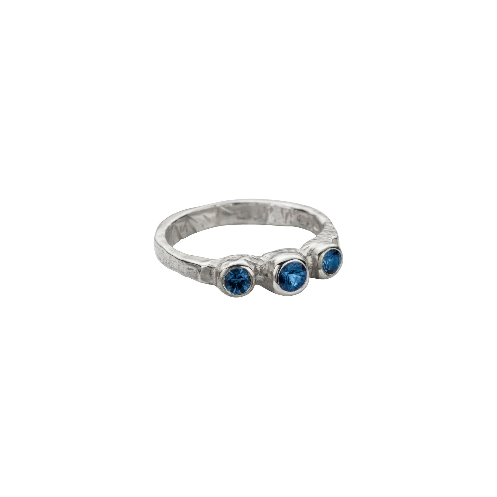 Silver Sapphire Trinity Ring