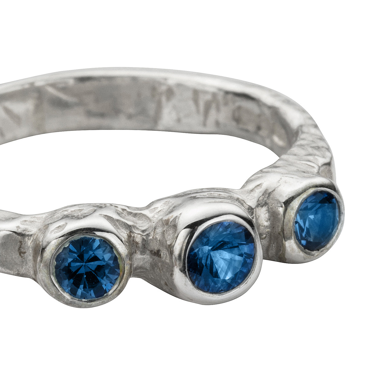 Silver Sapphire Trinity Ring