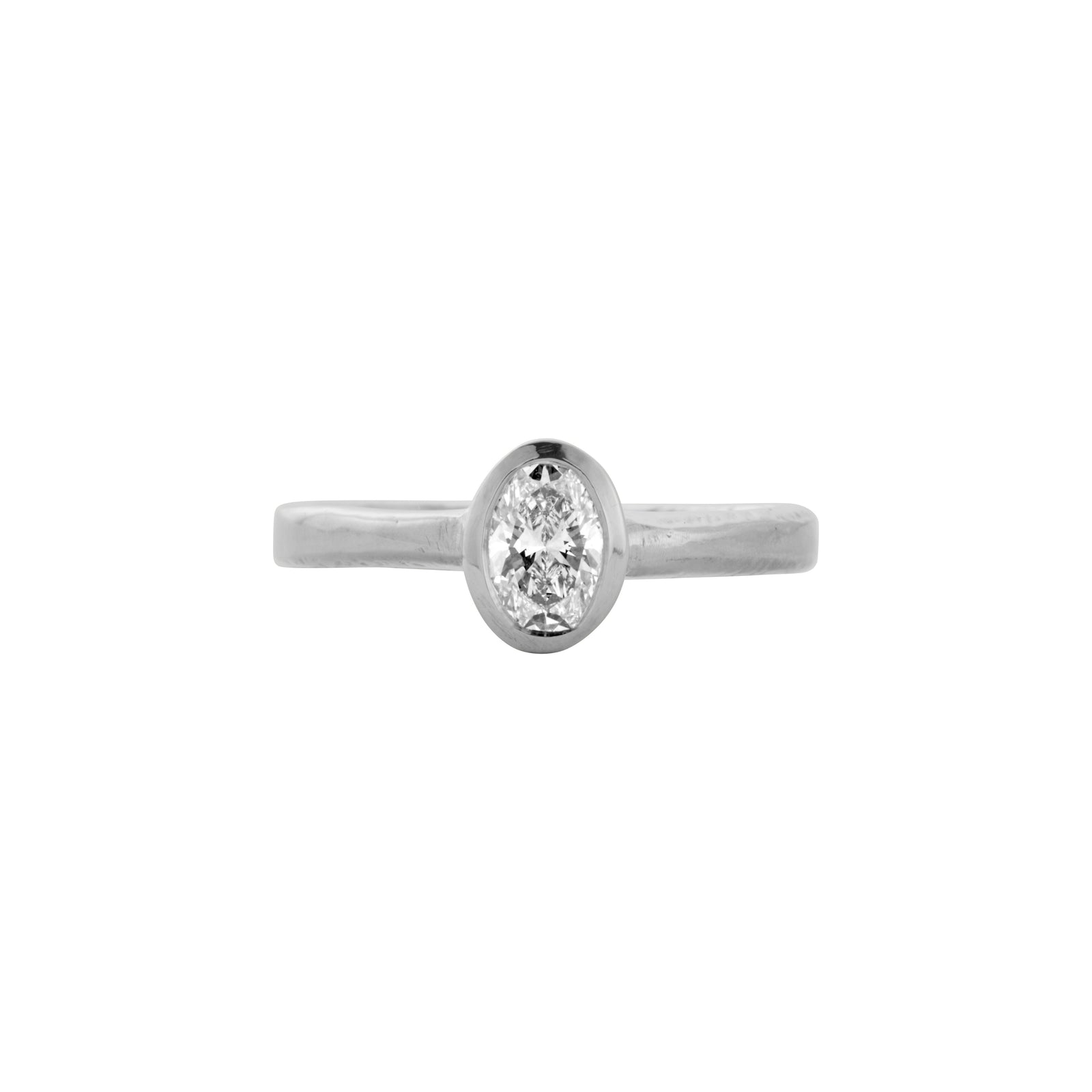 'The Story' Silver Oval 0.5ct Lab Grown Diamond Bezel Engagement Ring