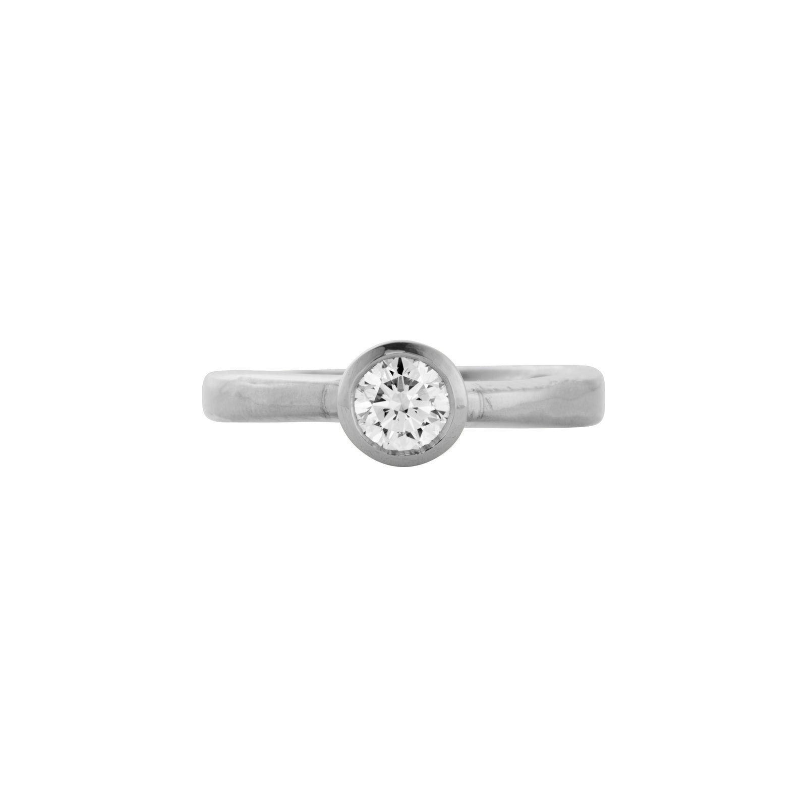'The Eternity' Silver Round 0.5ct Natural Diamond Bezel Engagement Ring