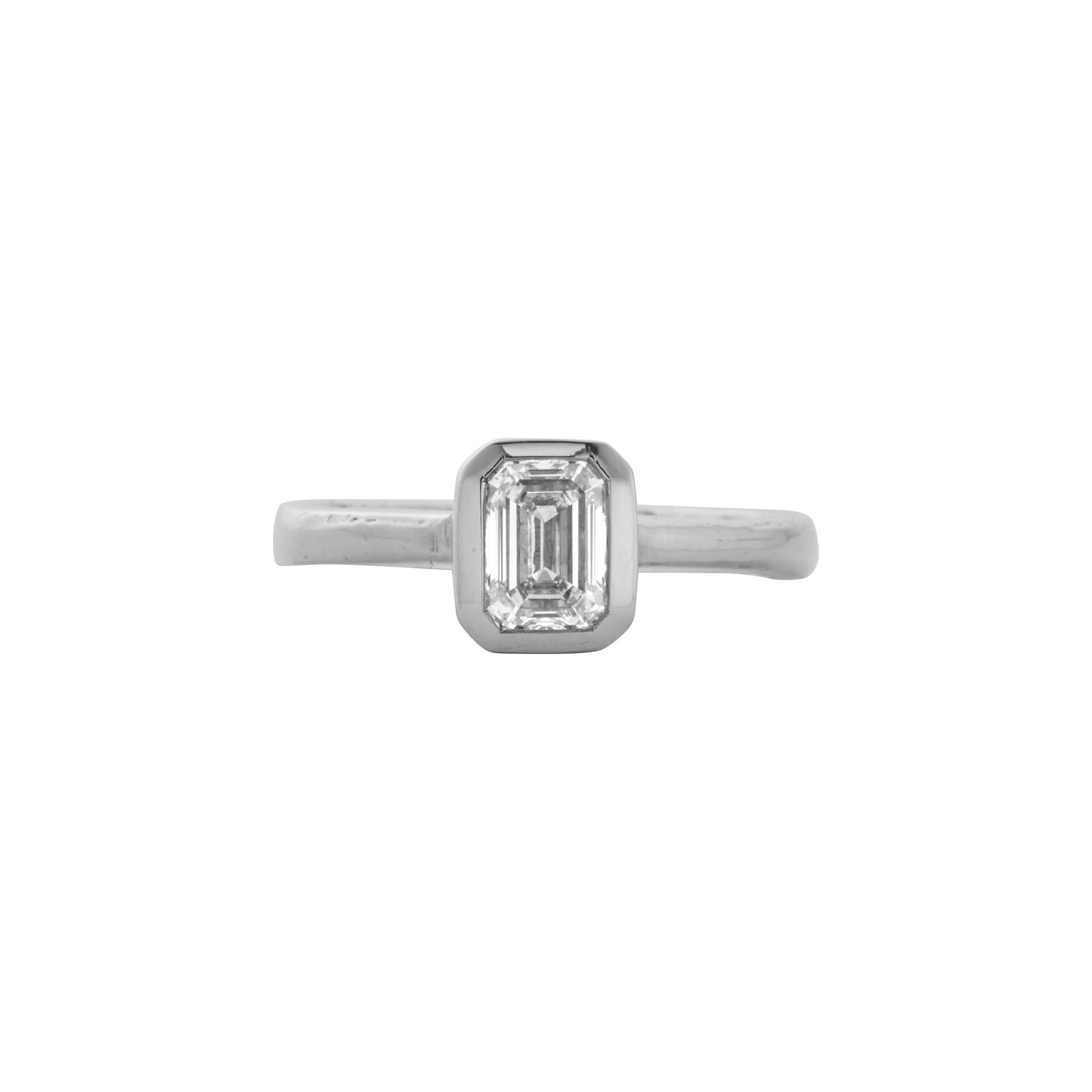 'The Heirloom' Silver Emerald 1ct Lab Grown Diamond Bezel Engagement Ring