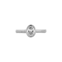 'The Story' Silver Oval 1ct Lab Grown Diamond Bezel Engagement Ring