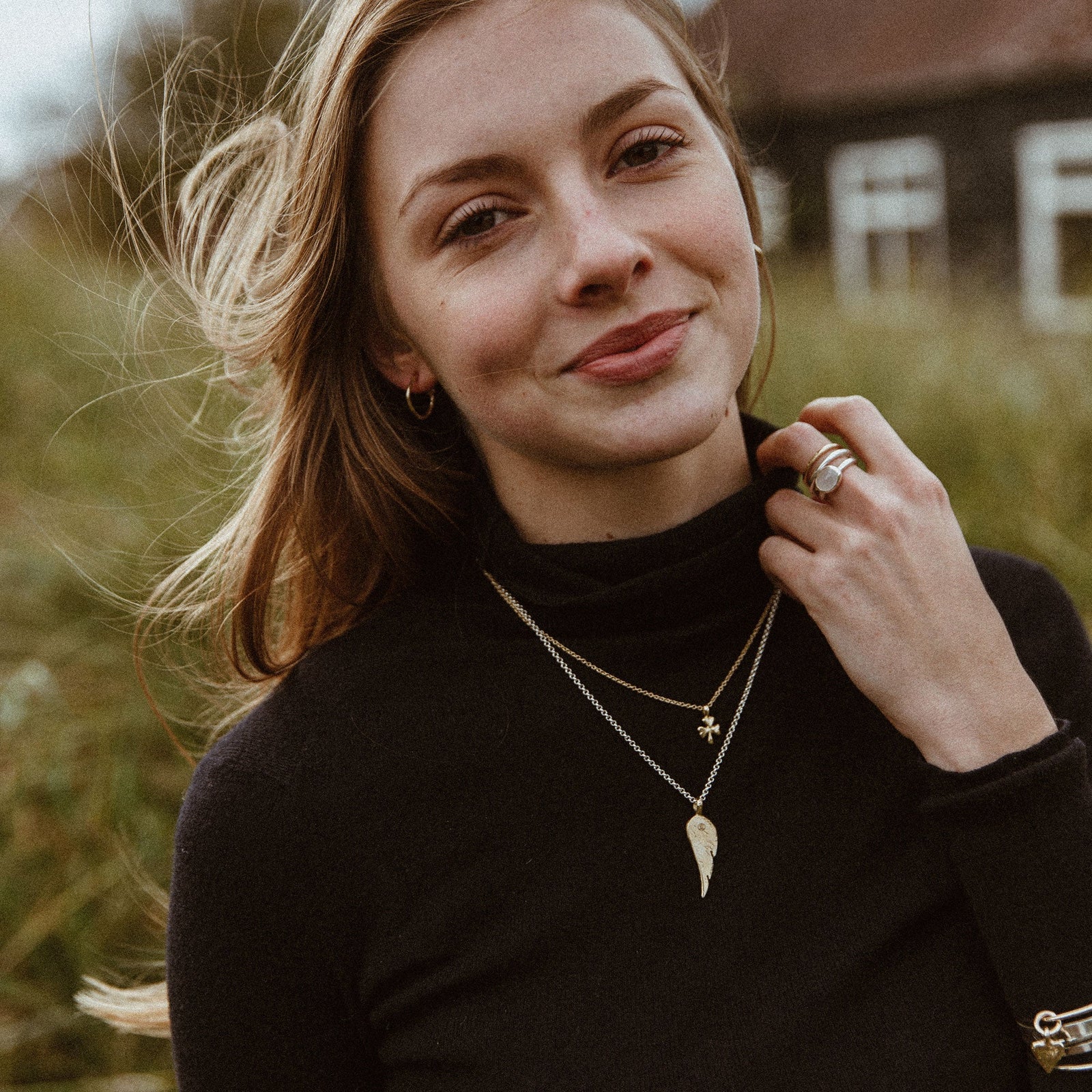 Silver & Gold Midi Angel Wing Necklace