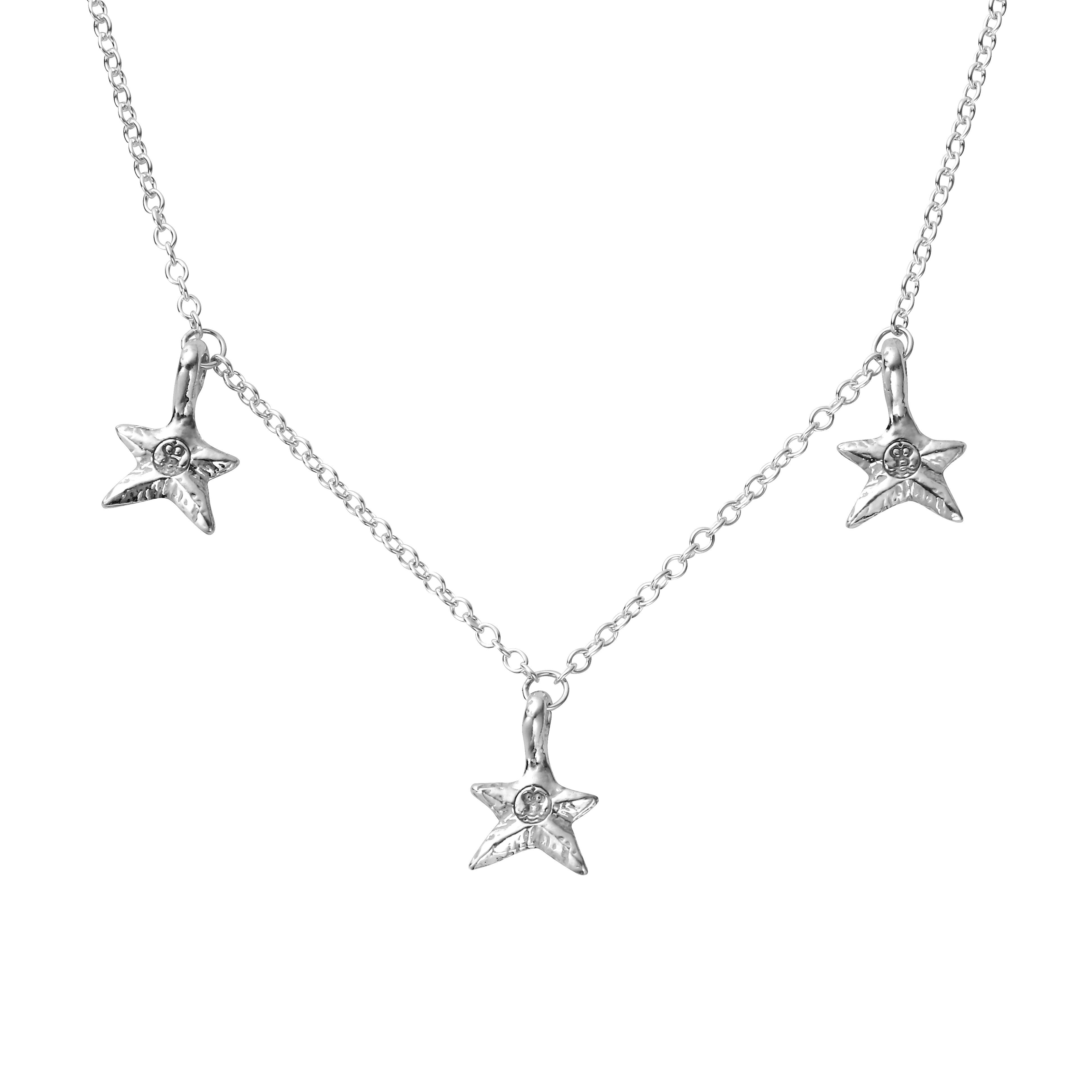 Silver Trio Mini Star Necklace