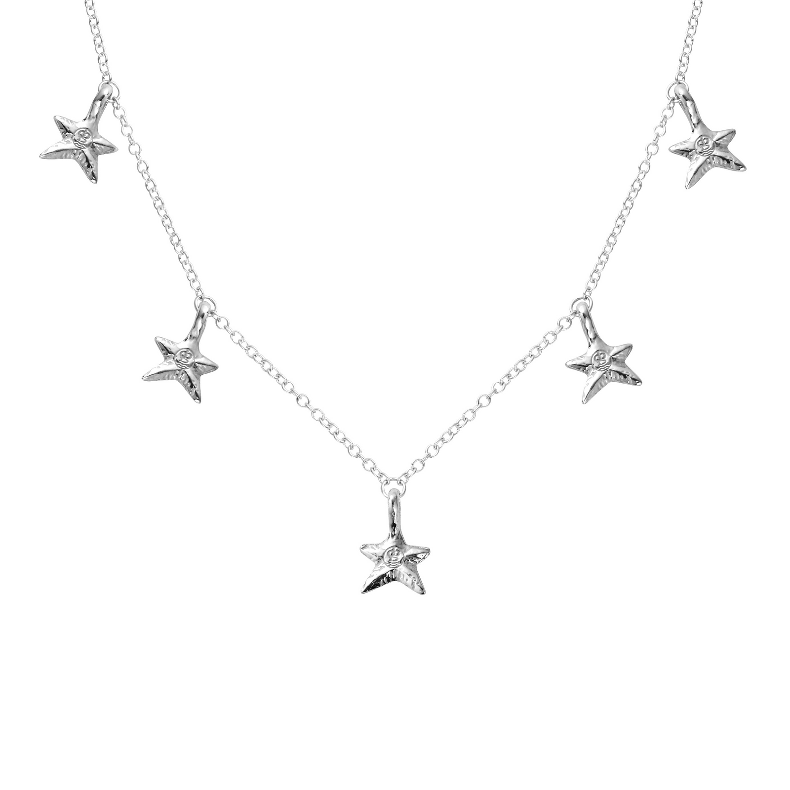 Silver Five Star Necklace