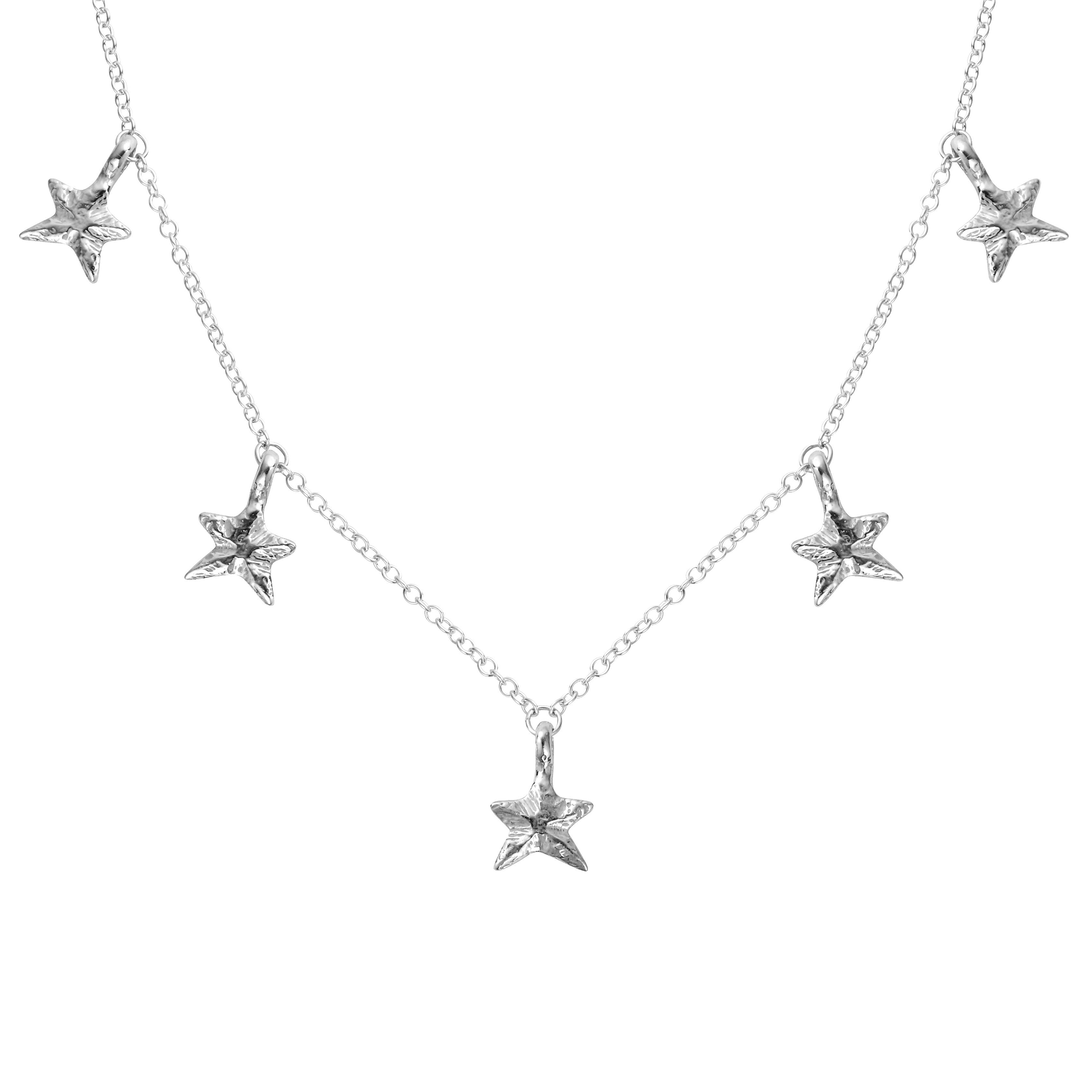 Silver Five Star Necklace