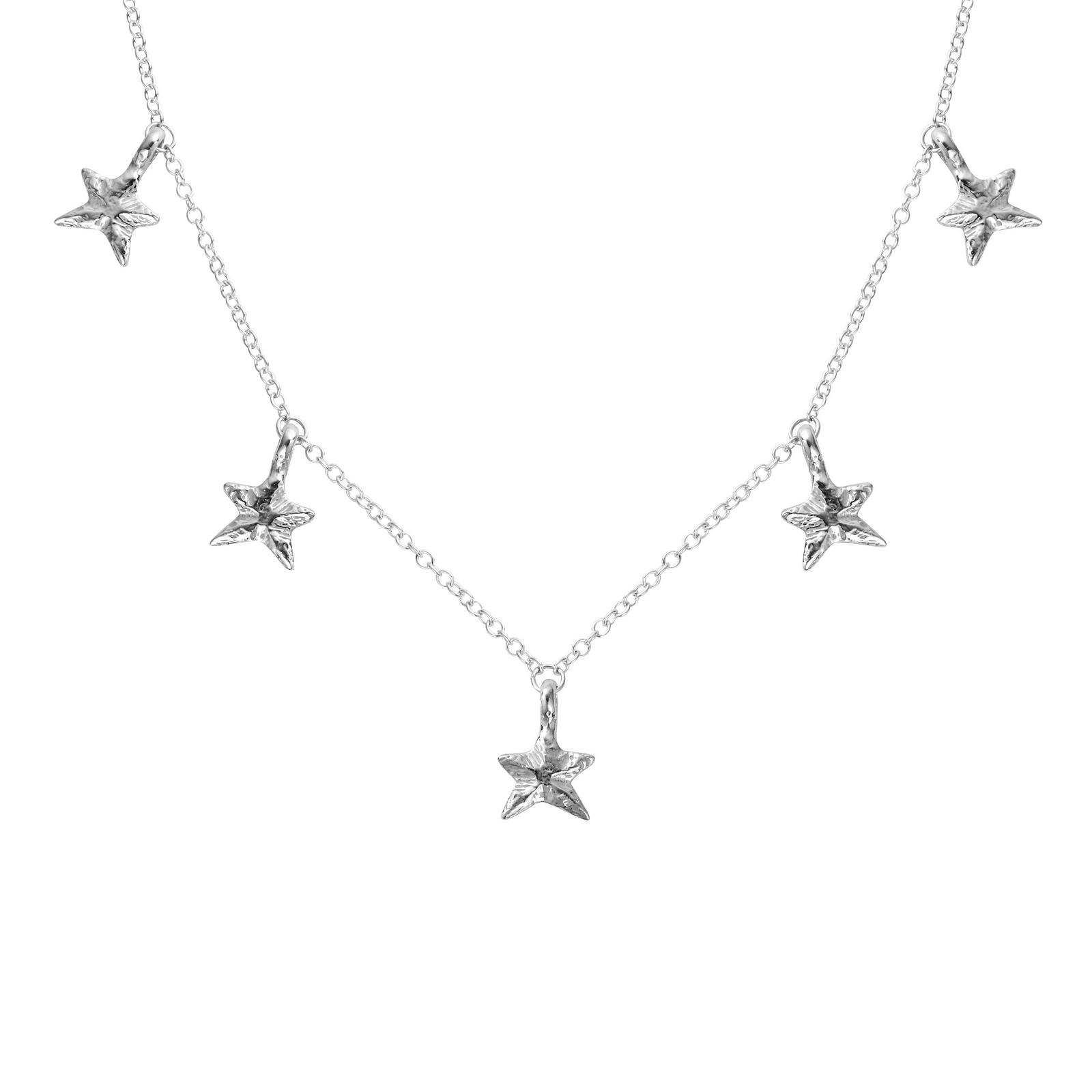 Silver Five Star Necklace