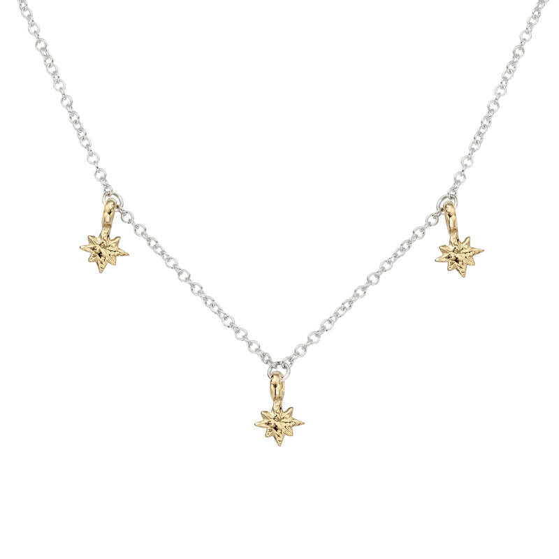 Silver & Gold Trio Baby North Star Necklace