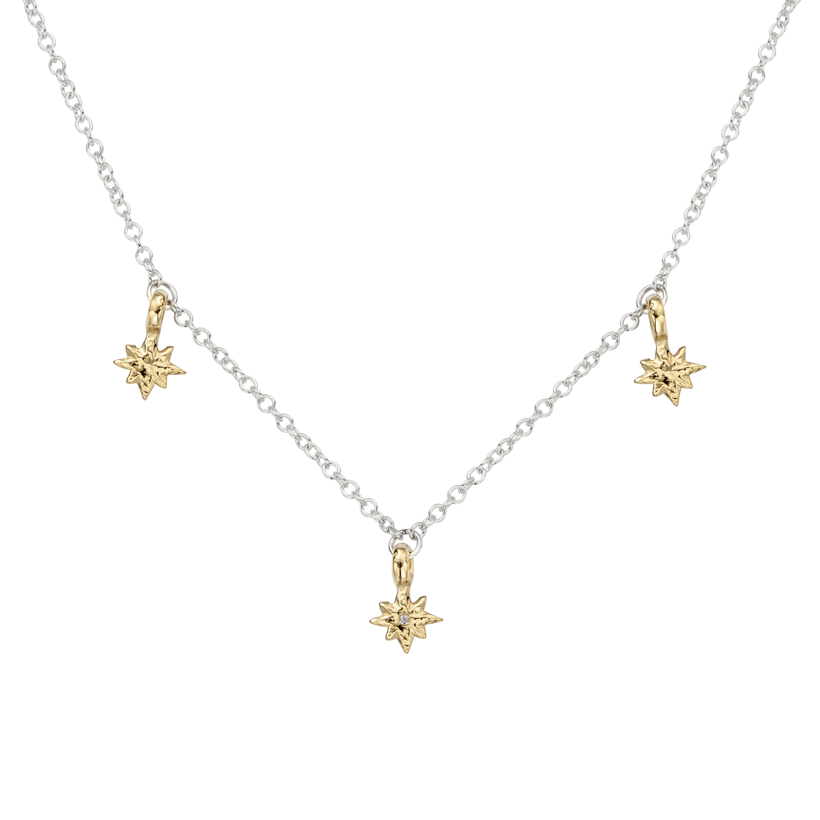 Silver & Gold Trio Baby North Star Necklace