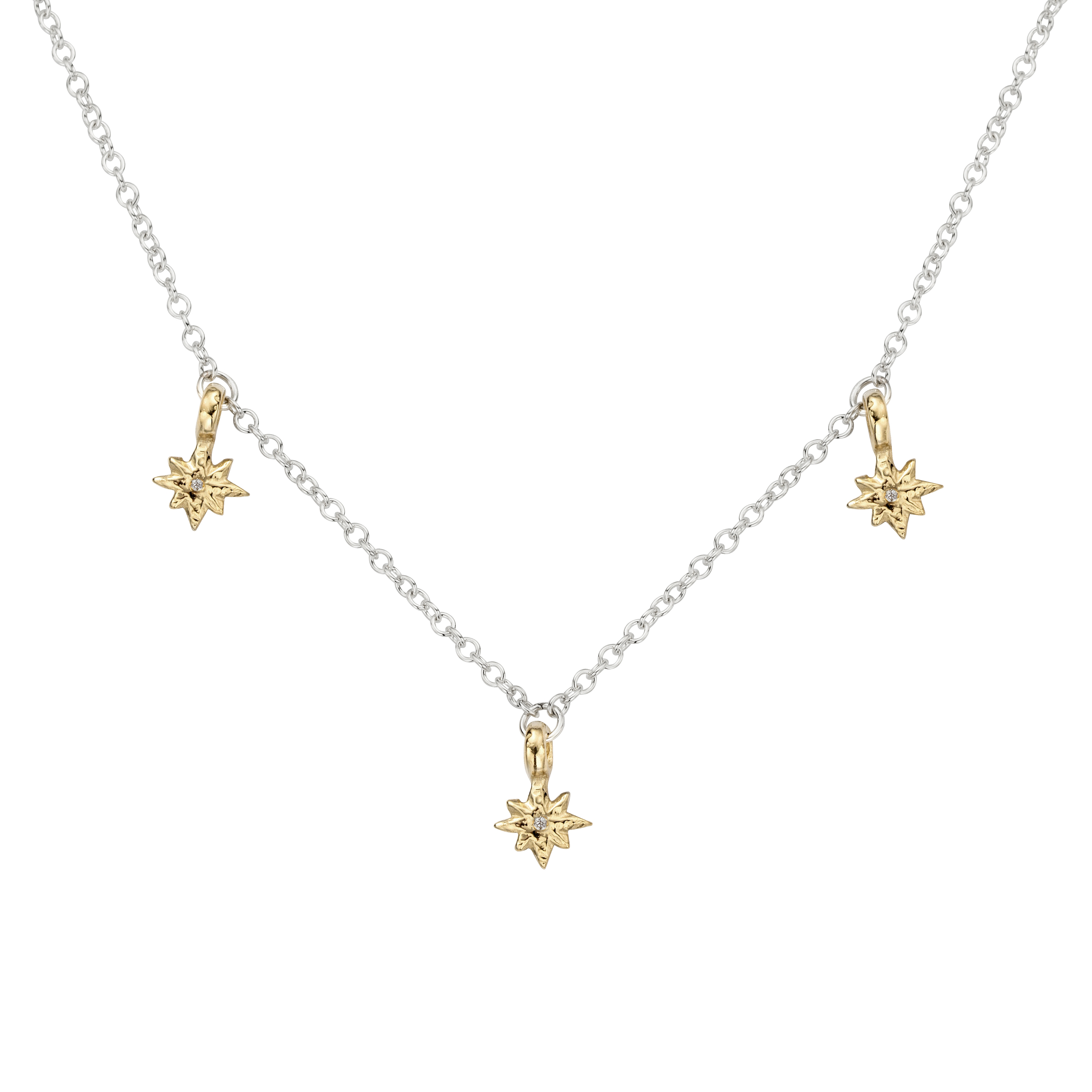 Silver & Gold Trio Baby North Star Necklace