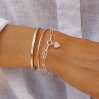 Silver & Gold Baby Heart Trace Chain Bracelet