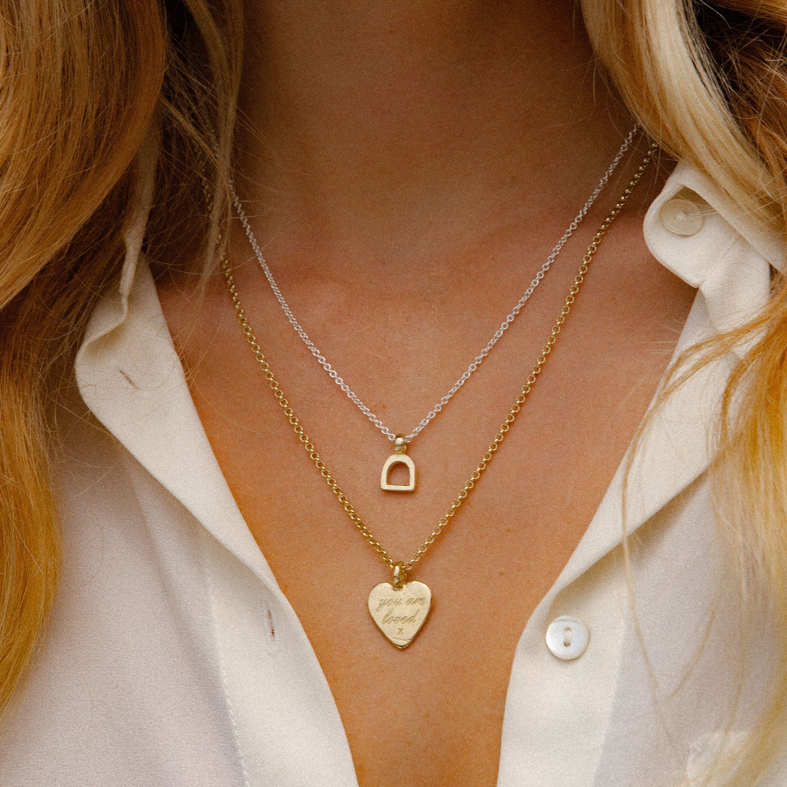 Silver & Gold Baby Stirrup Necklace