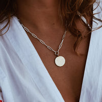 Silver & Gold Large Moon Trace Chain Necklace