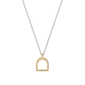 Silver & Gold Medium Stirrup Necklace