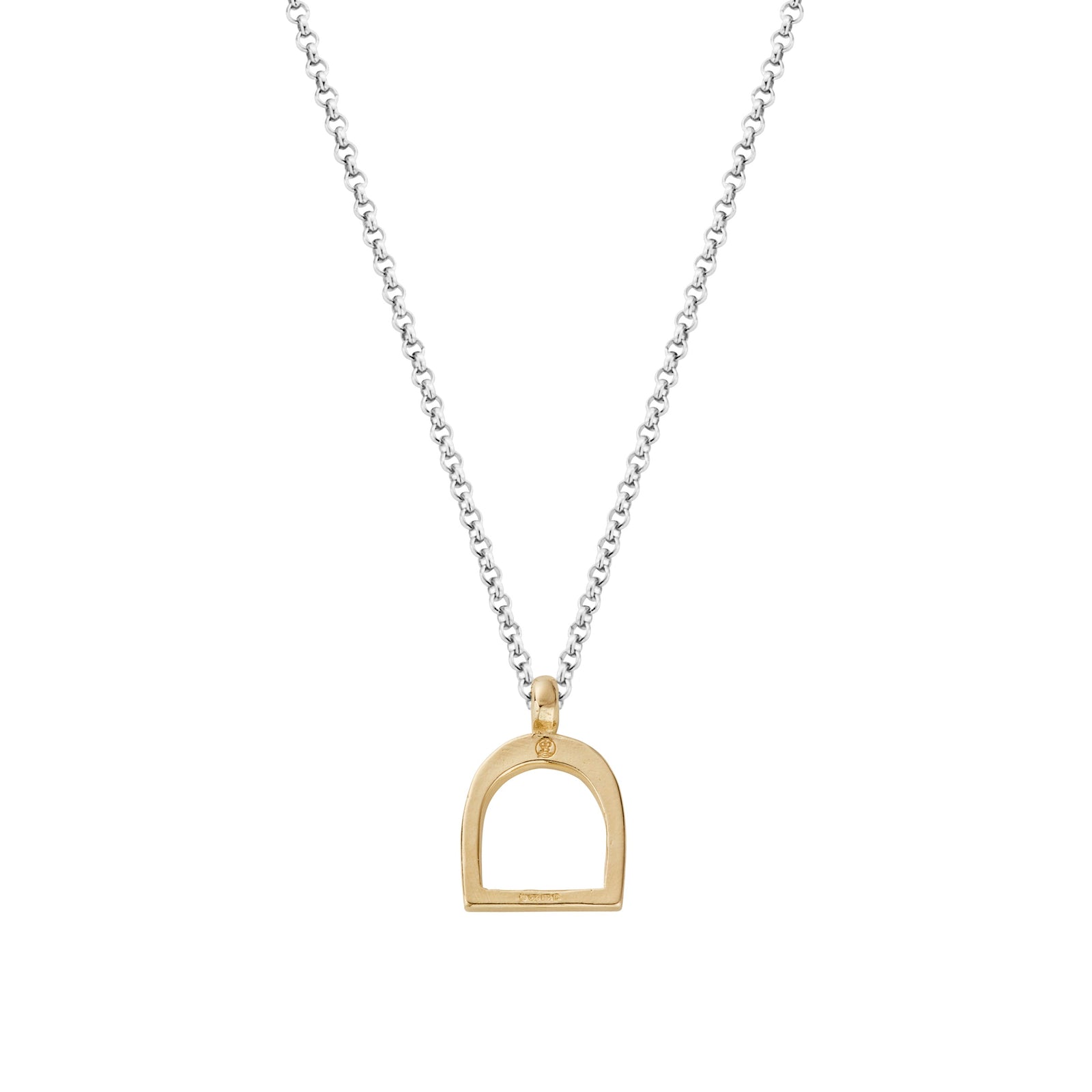 Silver & Gold Medium Stirrup Necklace