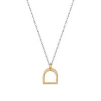 Silver & Gold Medium Stirrup Necklace