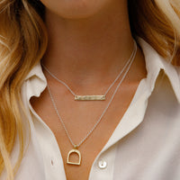 Silver & Gold Medium Stirrup Necklace