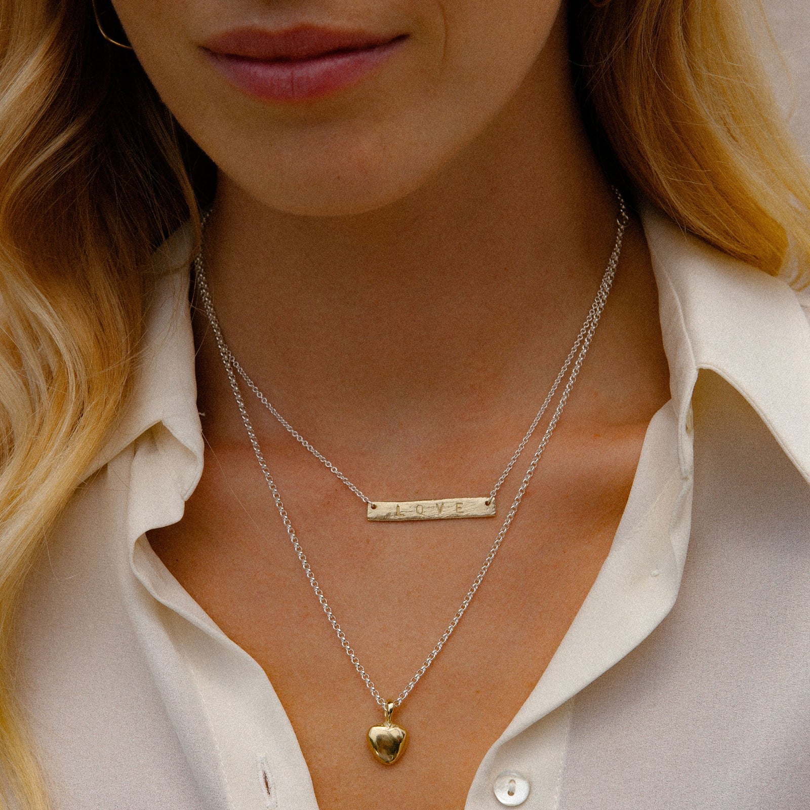 Silver & Gold Midi Grateful Heart Necklace