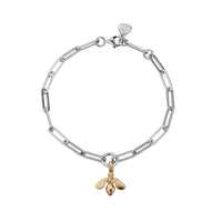 Silver & Gold Mini Honey Bee Trace Chain Bracelet