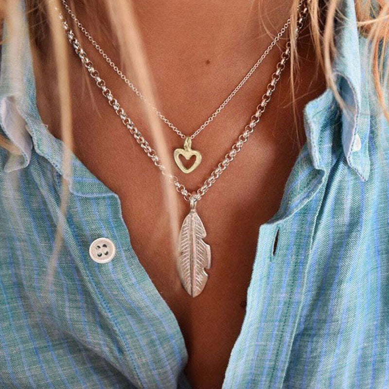 Silver & Gold Mini Open Heart Necklace