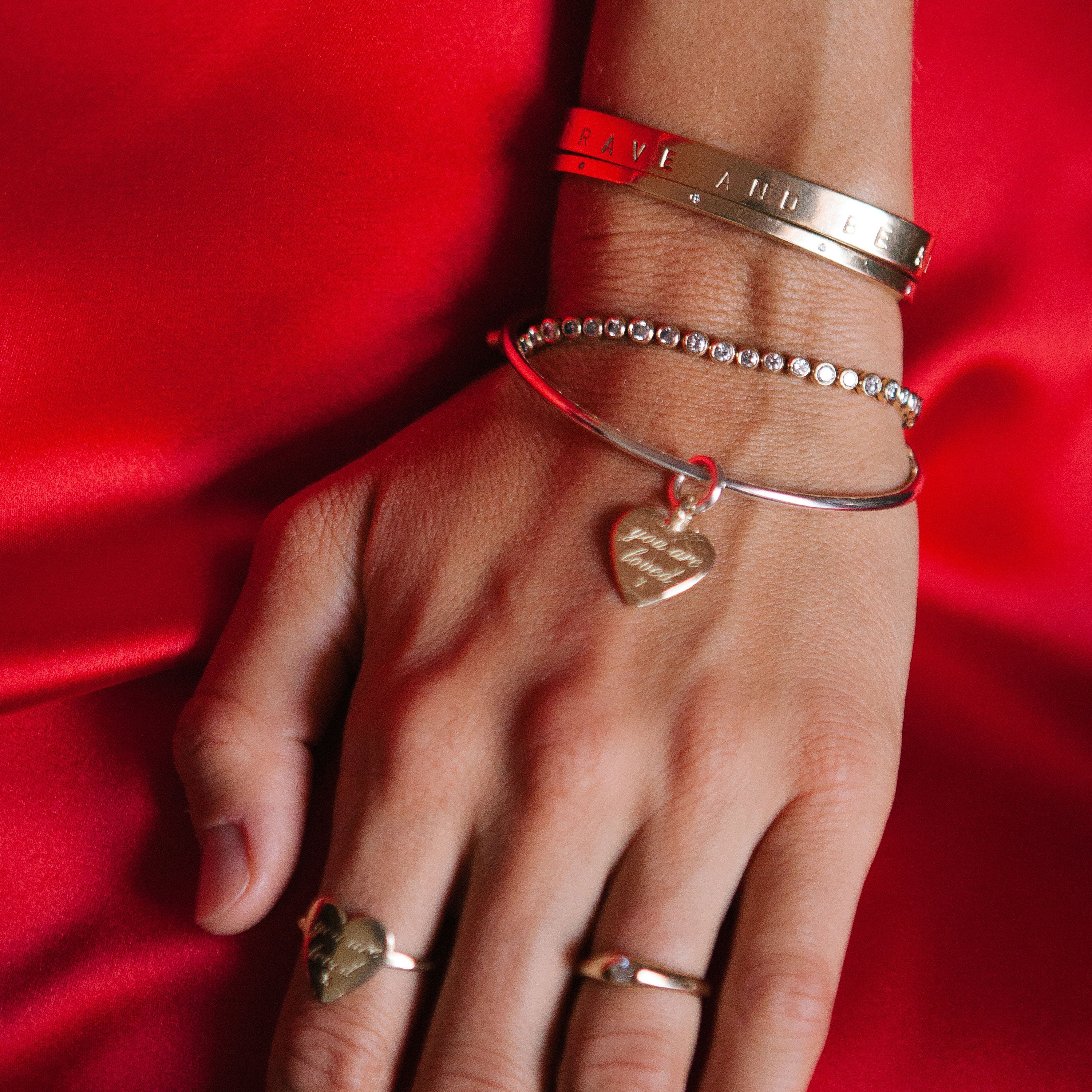 Silver & Gold Medium You Are Loved Bangle