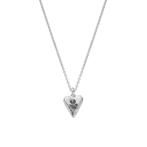 Silver Mini Heart Necklace with Paw Print