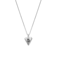 Silver Mini Heart Necklace with Paw Print